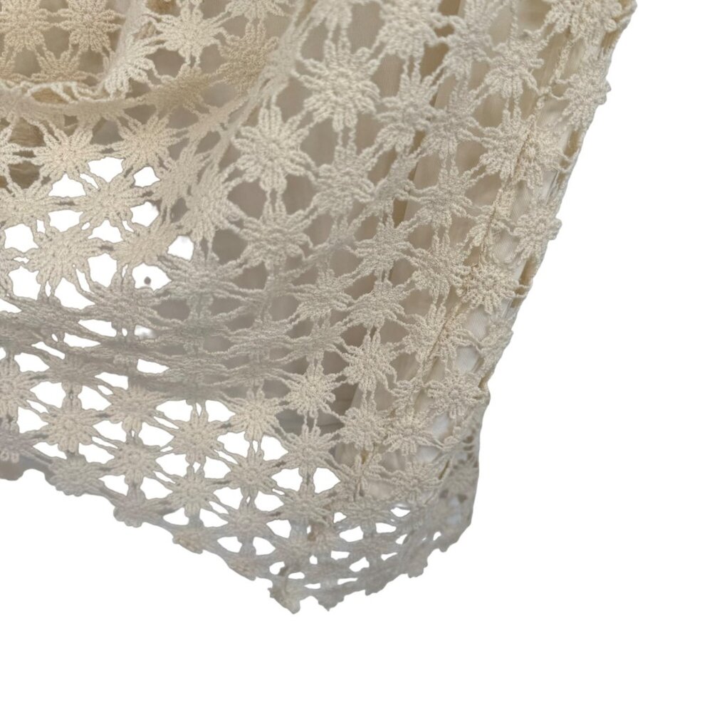 Dressbarn Women's size XL ivory Floral Lace Top  Rhinestone short sleeve - Picture 11 of 11